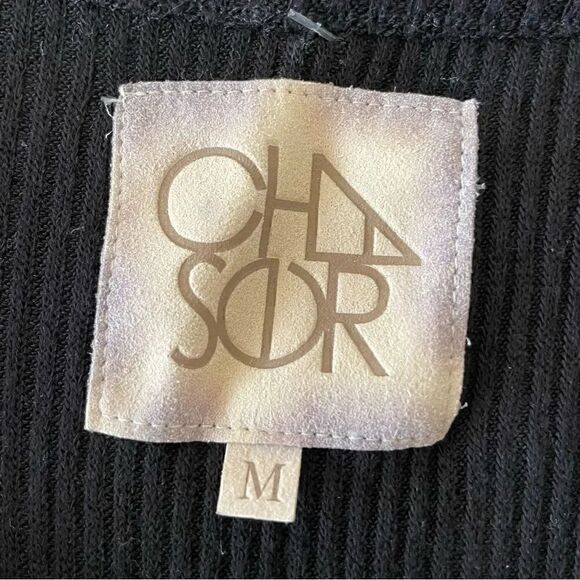 Chaser Revolve Jet Black SCOOP NECK RAGLAN RIB PULLOVER Long Sleeves SZ M - Picture 2 of 11